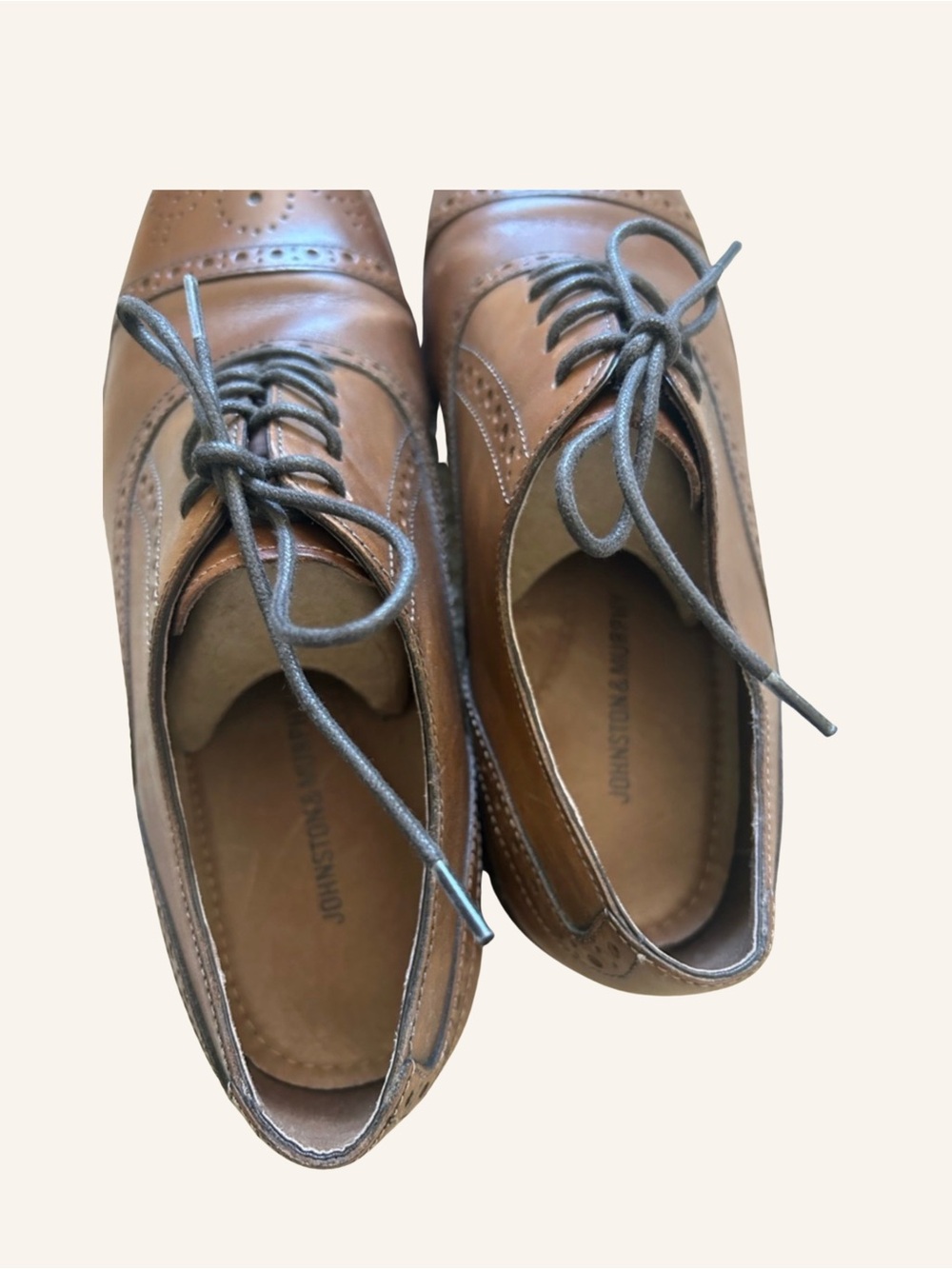 Johnston & Murphy Shoes Men’s Brown Cognac Wingtip Oxfords Leather Size 9 Men’s - Picture 6 of 11
